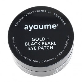 Маски-патчи для глаз от темных кругов с золотом и черным жемчугом ayoume gold+black pearl eye patch 60 шт